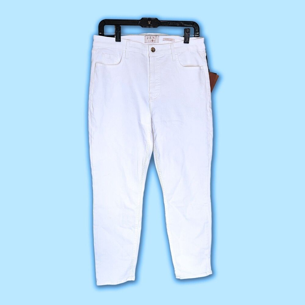 Jen7 by 7 For All Mankind Cropped Skinny Jeans Women's Size 10 White Stretch NWT